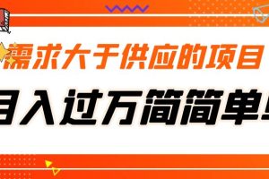 （5312期）需求大于供应的项目，月入过万简简单单，免费提供一手渠道