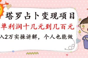 （1038期）塔罗占卜变现，一单利润十几元到几百元，月入2万实操讲解，个人也能做