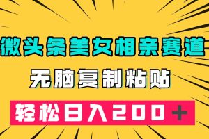 （7559期）微头条冷门美女相亲赛道，无脑复制粘贴，轻松日入200＋