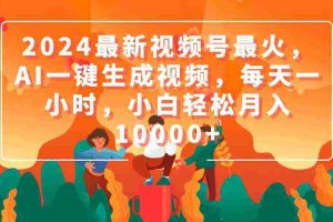 （9735期）2024最新视频号最火，AI一键生成视频，每天一小时，小白轻松月入10000+