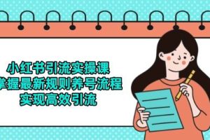 （14897期）小红书引流实操课，掌握最新规则养号流程，实现高效引流
