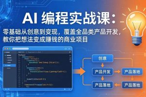 (18469期)AI编程实战课-第三期-5月9更新:零基础从创意到变现,覆盖全品类产品开发,把想法变成赚钱项目