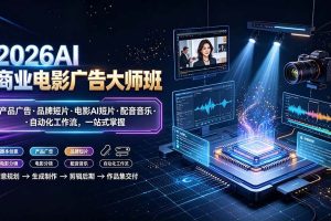 (19303期)2026AI商业电影广告大师班:产品广告·品牌短片·电影AI短片·配音音乐·自动化工作流,一站式掌握