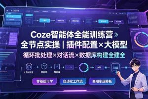 (19324期)Coze智能体全能训练营:全节点实操|插件配置×大模型×循环批处理×对话流×数据库构建全教学