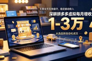 (19326期)无需全天在线值守,稳定被动收入,深耕拼多多虚拟每月增收 1-3 万