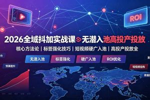 (19341期)2026全域抖加实战课:无潜入池核心方法论|标签强化技巧|短视频硬广入池|高投产投放全教程