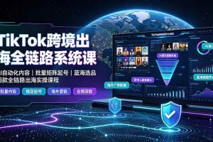 (19425期)TikTok跨境出海全链路系统课-2026年7月:AI自动化内容|批量矩阵起号|蓝海选品回款全链路出海实操课程