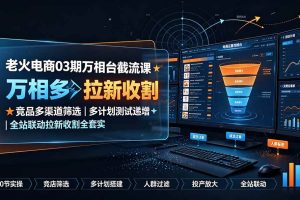 (19431期)老火电商03期万相台截流课:竞品多渠道筛选|多计划测试递增|全站联动拉新收割全套实操教学