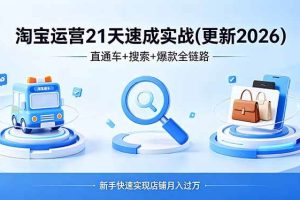(19446期)淘宝运营21天速成实战(更新4月),直通车+搜索+爆款全链路,新手快速实现店铺月入过万